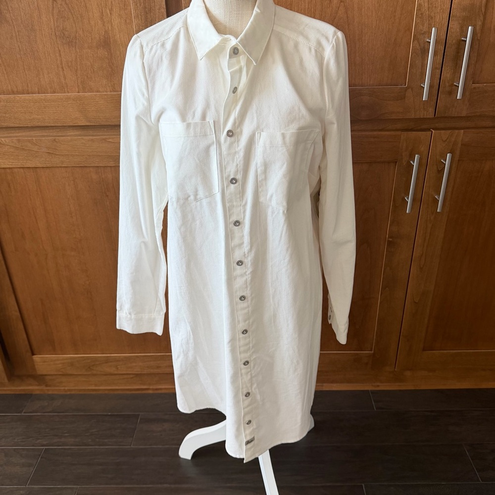 G.H. Bass & Co. || white cotton button up midi dress